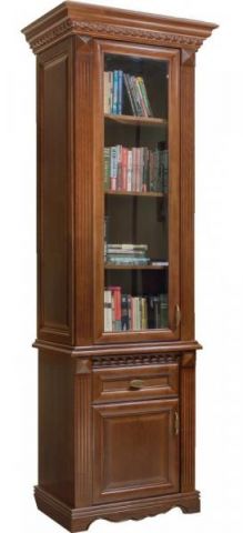 Книжный шкаф Афина 1 дв. высокий IVNA Мебель И010.13 231x54x75 светло-серый (глянец или матовый) фото