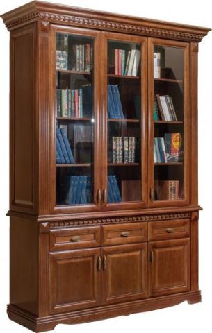 Книжный шкаф Афина 3 дв. высокий IVNA Мебель И010.15 231x54x165 светло-серый (глянец или матовый) фото