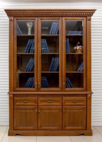 Книжный шкаф Афина 3 дв. высокий IVNA Мебель И010.15 231x54x165 светло-серый (глянец или матовый) фото