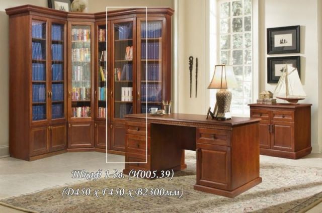 Книжный шкаф Олимпия 1 дв. 45 IVNA Мебель И005.39/45 230x45x45 каштан фото